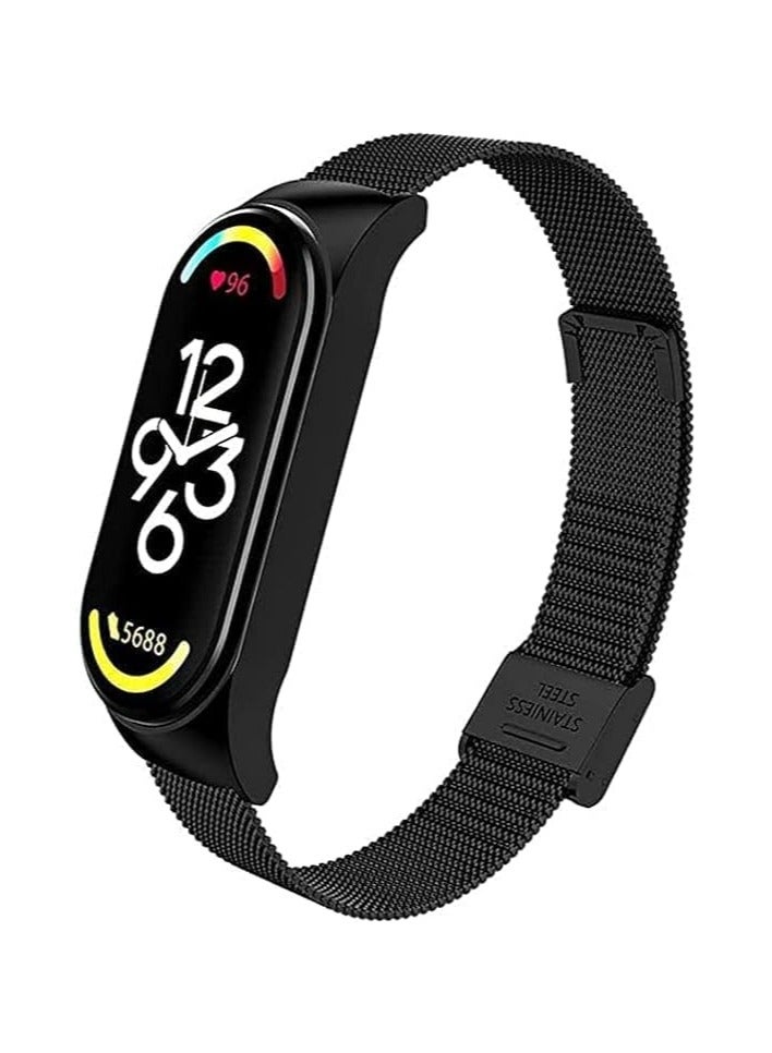 ساعة بديلة معدنية لساعة Xiaomi Mi Band 7 الذكية (أسود) - Image 1