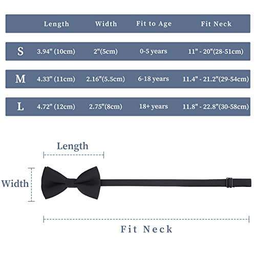 WELROG Classic Pre-Tied Bow Tie for Children & Adults Solid Color Adjustable Bowtie（Black） - Image 3