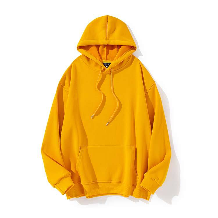 D14# tide cotton silver fox velvet shoulder-drop pullover hooded vests in stock group clothing T-shirt overalls printing logo Yellow  - Image 1