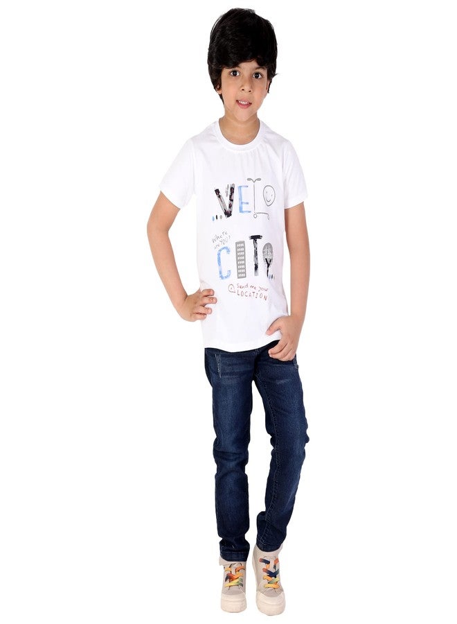 HOPz White Color Cotton Fabric Half Sleeve Regular Fit Printed Kids Baby Boys T-Shirt -6 to 12 Month - Image 2