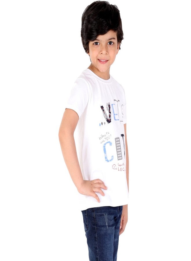 HOPz White Color Cotton Fabric Half Sleeve Regular Fit Printed Kids Baby Boys T-Shirt -6 to 12 Month - Image 4
