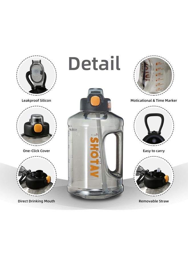 شوتاي زجاجة مياه رياضية سعة2.5 لتر من شوتاي، نصف جالون تحفيزية مع ماصة قابلة للازالة بعلامات زمنية قابلة للازالة، خالية من البيسفينول ايه ومضادة للتسرب، ابريق ماء كبير للياقة البدنية وصالة الالعاب الرياضية - Image 2