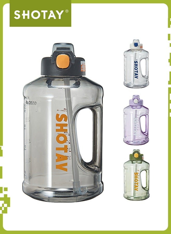 شوتاي زجاجة مياه رياضية سعة2.5 لتر من شوتاي، نصف جالون تحفيزية مع ماصة قابلة للازالة بعلامات زمنية قابلة للازالة، خالية من البيسفينول ايه ومضادة للتسرب، ابريق ماء كبير للياقة البدنية وصالة الالعاب الرياضية - Image 1