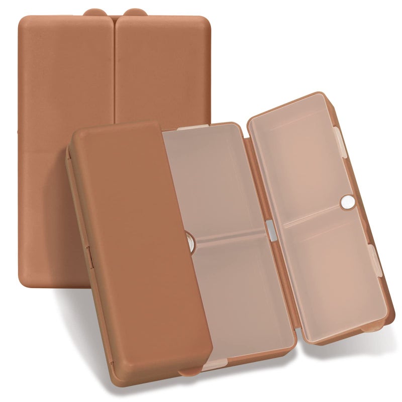 FYY Daily Pill Organizer7 Compartments Portable Pill Case Travel Pill OrganizerFolding Design Pill Box for Purse Pocket to Hold VitaminsCod Liver OilSupplements and MedicationBrown