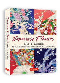 Japanese Flowers, 12 Note Cards: 12 Blank Cards in 6 Lovely Designs (2 Each) with 12 Patterned Envelopes  - Image 1
