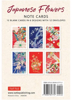 Japanese Flowers, 12 Note Cards: 12 Blank Cards in 6 Lovely Designs (2 Each) with 12 Patterned Envelopes  - Image 4