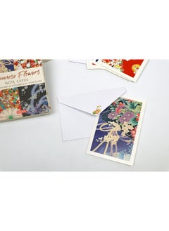 Japanese Flowers, 12 Note Cards: 12 Blank Cards in 6 Lovely Designs (2 Each) with 12 Patterned Envelopes  - Image 2