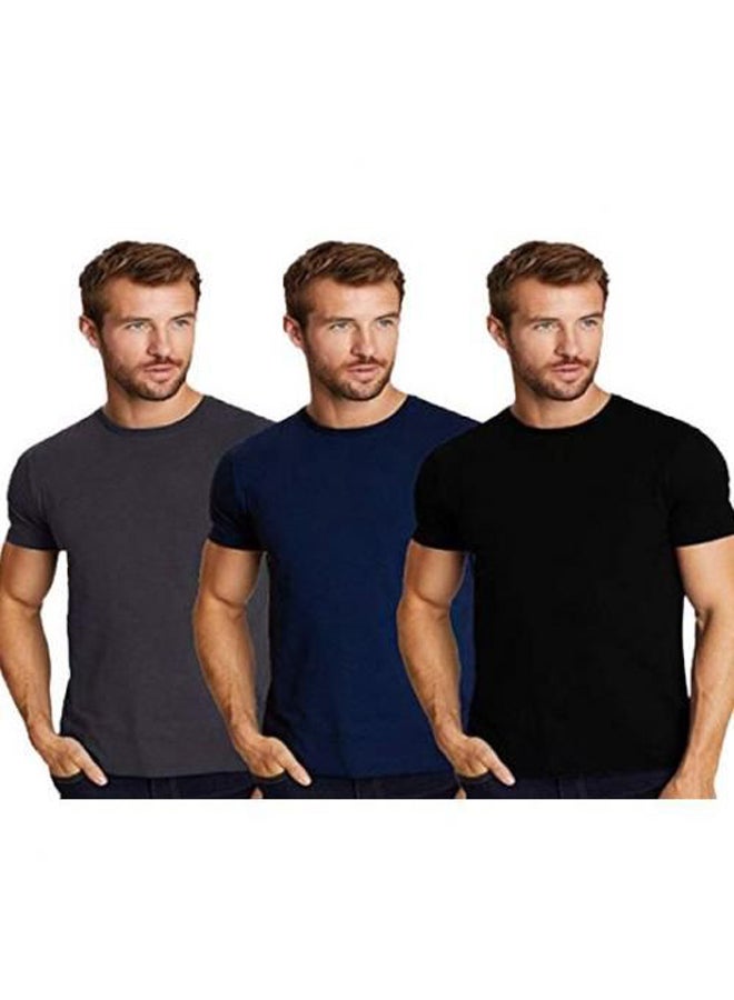 Dice - Set OF (3) Short Sleeves - Round Undershirt - For Men