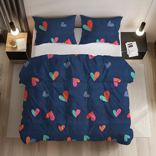 LOOMLYFE All Season 220 GSM King Size Double Bed AC Comforter/Blanket/Duvet for All Seasons/Weathers - Pack of 1 - BlueHearts - Image 1