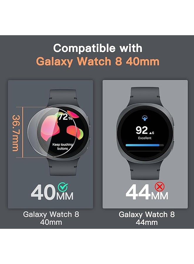 3 Pcs Tempered Glass Screen Protector for Samsung Galaxy Watch 8 40mm Waterproof Tempered Glass Film, 9H Screen Protector HD Anti-Scratch Screen Protector, Shatterproof, Bubble-Free Screen - Image 2