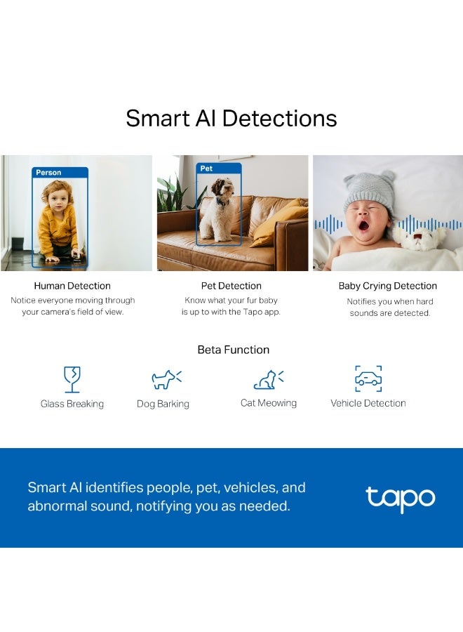 Tapo C220 4MP/2K Pan/Tilt AI CCTV WIFI, Wireless IP Camera With Smart AI Detection, Notifications, Pet, Person, Vechicle And Baby Crying Detection - Image 3
