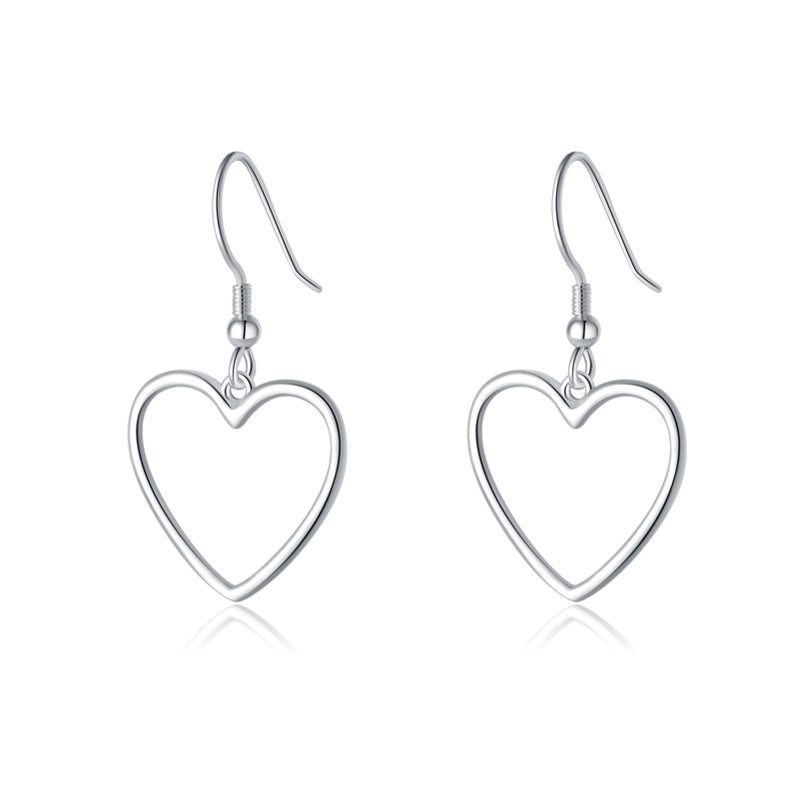 SLUYNZ Solid 925 Sterling Silver 1.8CM Hollow Heart Drop Earrings for Women Teen Girls Sweet Love Dangle Earrings (A-Sterling Silver) - Image 1