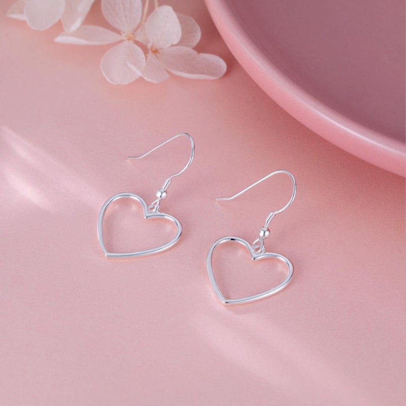 SLUYNZ Solid 925 Sterling Silver 1.8CM Hollow Heart Drop Earrings for Women Teen Girls Sweet Love Dangle Earrings (A-Sterling Silver) - Image 5