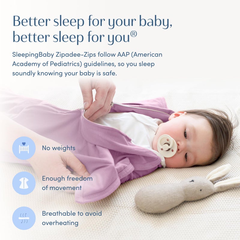 SleepingBaby Zipadee-Zip Transition Swaddle - Cozy Baby Swaddle Blanket with Zipper Convenience - Roomy Wearable Blanket for Easy Diaper Changes - Classic Lavender, Large (12-24 Month) - 2 Pack - Image 5