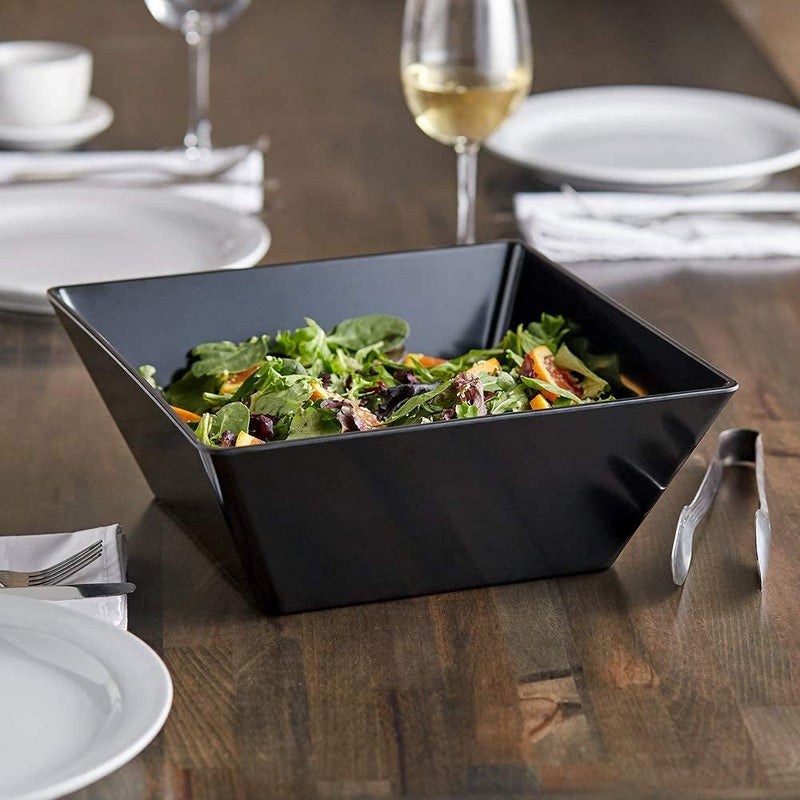 RAINCART Melamine Square Solid Serving Bowl Dining Table Snacks Mixing Bowl Serving Bowl Black 4500 ml 10 inches - Image 2