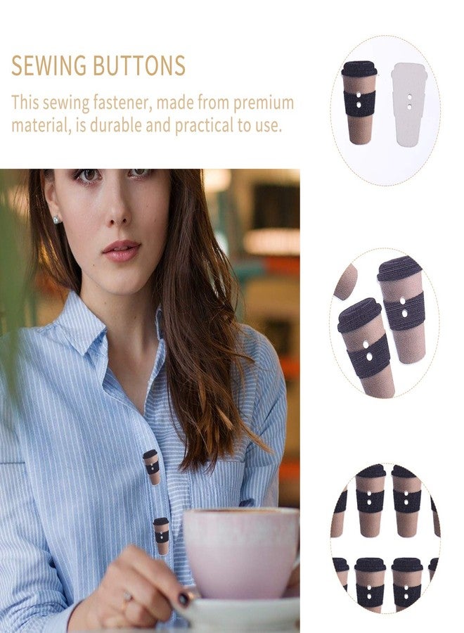 ARTIBETTER 100pcs Wooden Buttons Coffee Cup Design Sewing Button Decorative DIY Wood 1.5cm 2 Hole Button for Sewing Scrapbooking Oval Craft Embellishments Button - Image 2