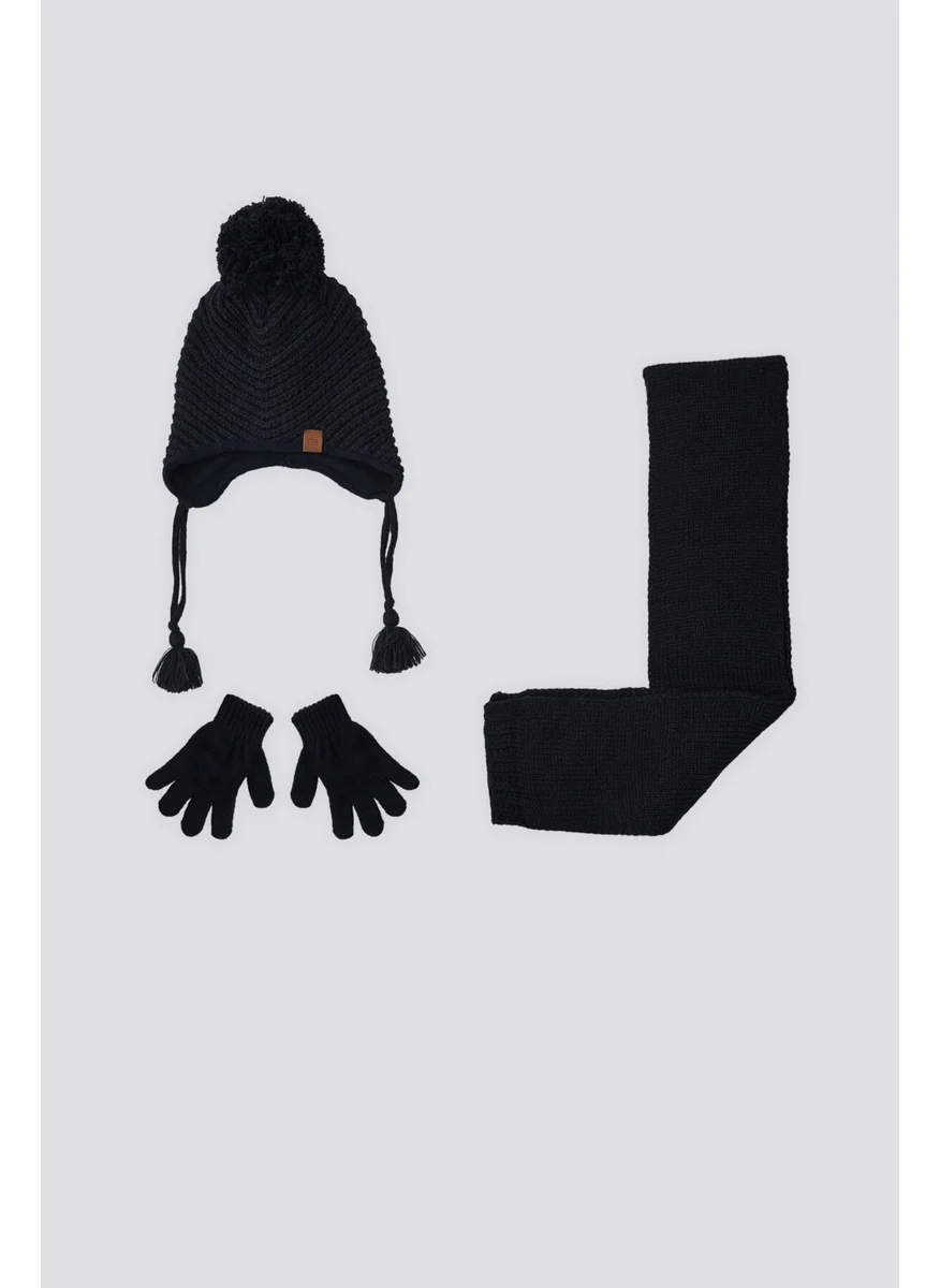 U.S. Polo Assn. BASE. Polo Assn. Base. Polo Assn Baby Boy Navy Blue Scarf-Beanie-Glove Set