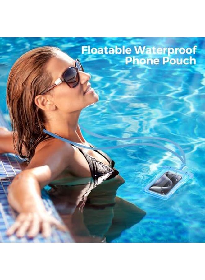 Procases Floating Waterproof Phone Pouch Universal Float Underwater Dry Bag Case For Iphone 13 Pro Max 12 Pro Max 11 Xs Xr 8 7 Plus Galaxy Pixel Up To 7.0" For Beach Swimming 2 Pack Pink Blue - Image 5