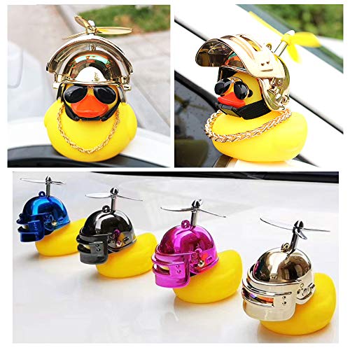 wonuu Rubber Duck Car Ornaments Yellow Duck Car Dashboard Decorations with Propeller Helmet - Image 5