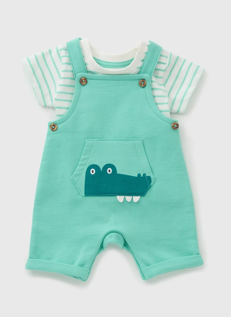 Matalan Baby Green Crocodile Dungaree Set