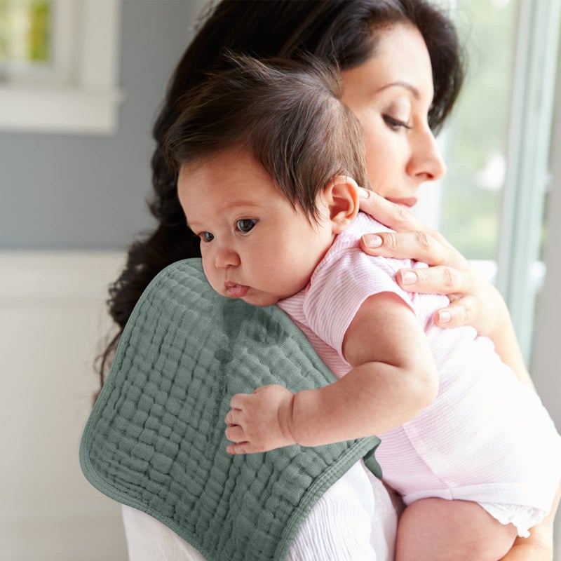 Looxii Muslin Burp Cloths 100% Cotton Muslin Cloths 12 Pack Large 20''x10'' Extra Soft and Absorbent Baby Burping Cloth for Boys and Girls (Dark Green) - Image 5