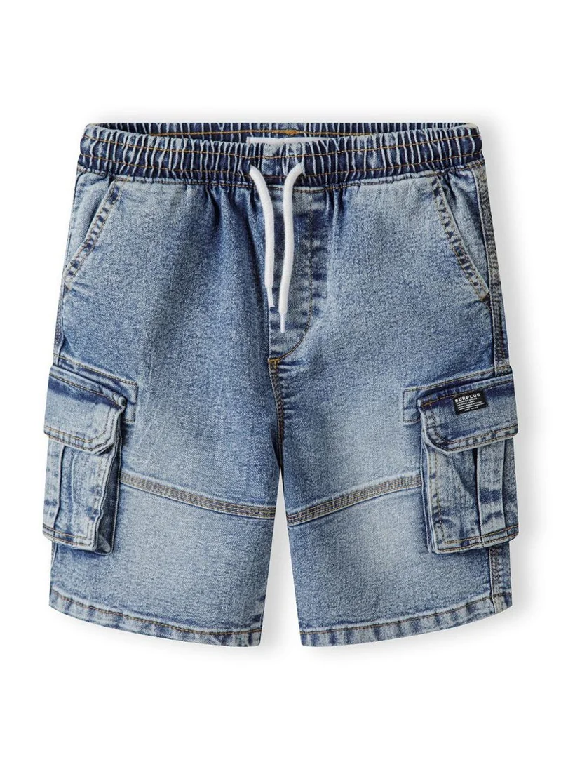 مينوتي Kids Denim Cargo Shorts with Drawcord