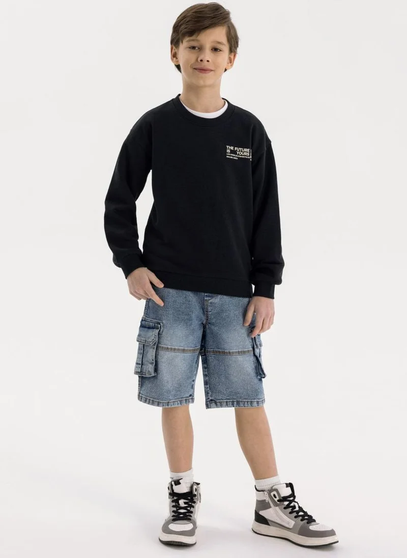 مينوتي Kids Denim Cargo Shorts with Drawcord