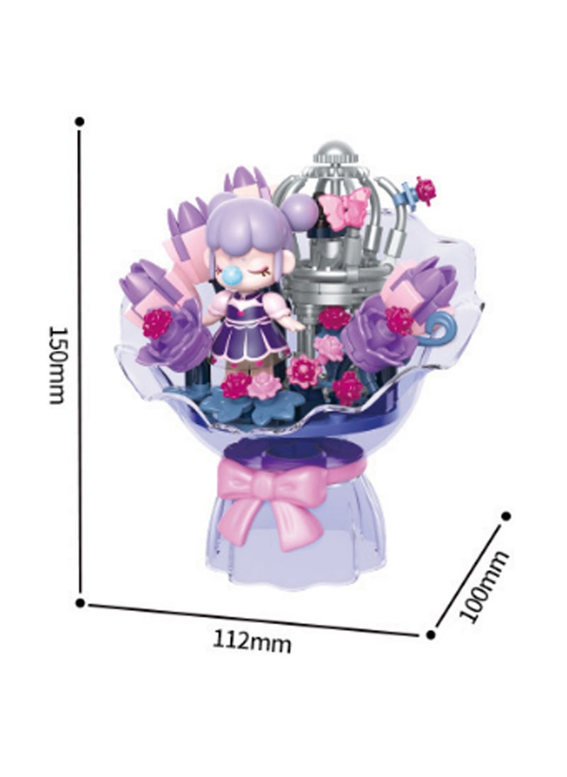 Violet Bouquet Model Set Assembly Building Blocks Creative Diy Assembly Toys Children Adult Home Decoration  - Image 2