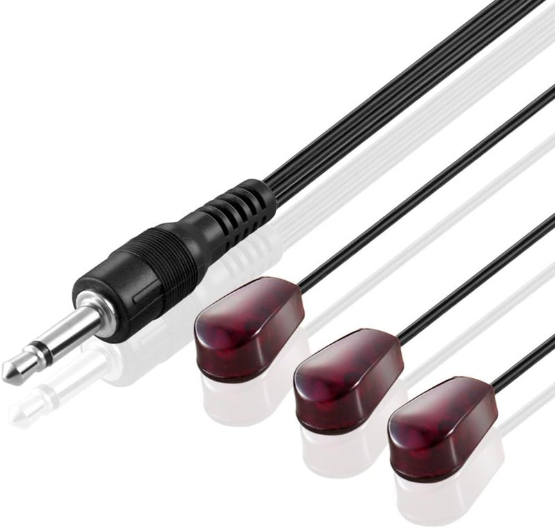 OBVIS IR Emitter Extender Cable, 10 Feet (3 Meter), 3-Eye 3.5MM Jack, Compatible with 38khz Devices, Xbox One, AV Equipment, Adhesive Backing - Image 1