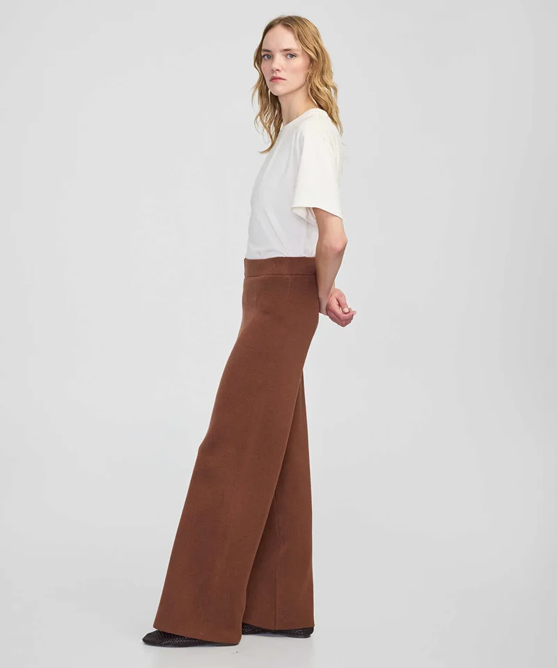 Ipekyol Wide-Leg Knit Trousers with Elastic Waist