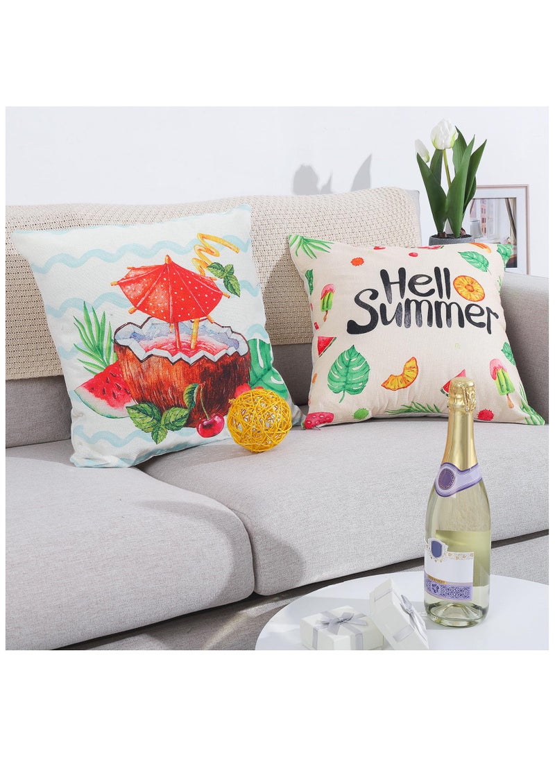 SYOSI Summer Pillow Set of 4 Covers 18" x 18", Hello Summer Pillow Cases Sweet Summer Time Throw Pillows Covers Watermelon Pineapple Summer for Home Decor Couch Sofa Patio Bedroom, Home Decor - Image 5
