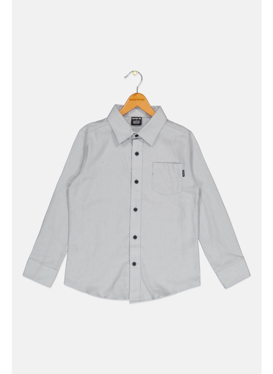 Hurley Kids Boy Long Sleeves Plain Shirt, Grey  - Image 1