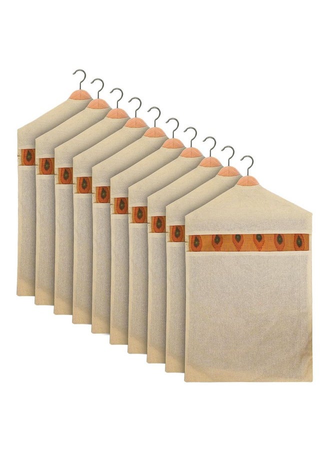Kuber Industries Kuber Industries Hanging Saree Bag | Cotton Clothes Bags for Storage | Hanging Cotton Saree Covers | Mesh Window Cloth Storage Bag | Saree Stoarge Covers with Zip | Pack of 10 | Cream  - Image 1