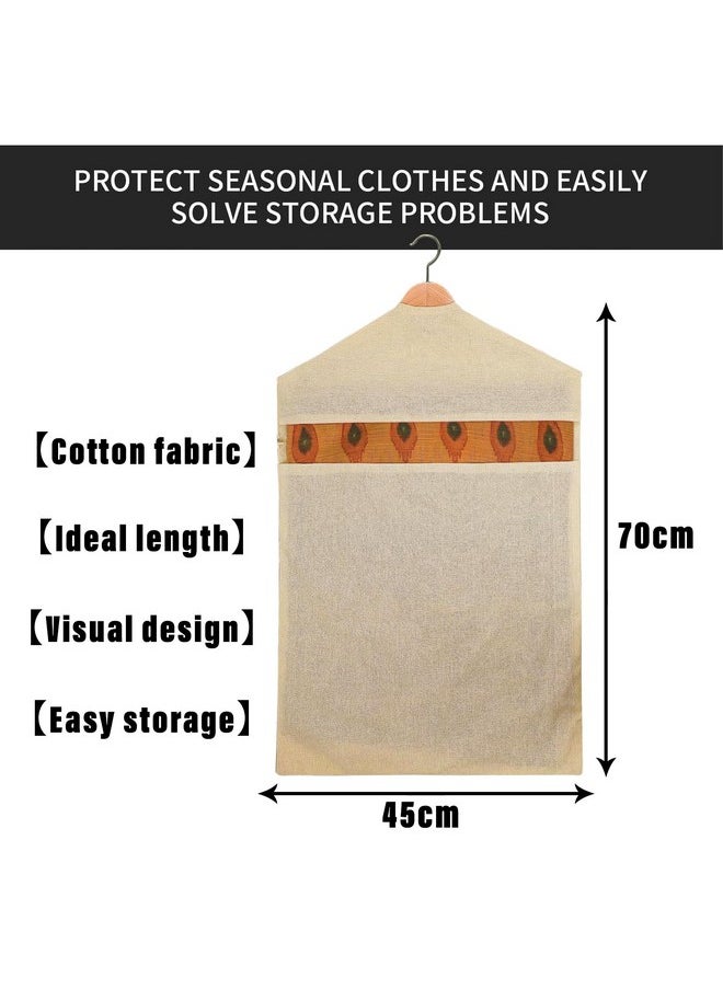 Kuber Industries Kuber Industries Hanging Saree Bag | Cotton Clothes Bags for Storage | Hanging Cotton Saree Covers | Mesh Window Cloth Storage Bag | Saree Stoarge Covers with Zip | Pack of 10 | Cream  - Image 3