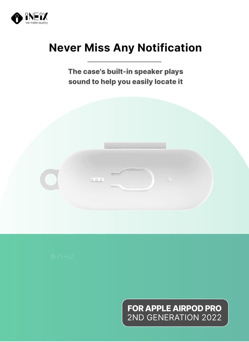 INEIX - Soft Silicone Protective Case Cover  for Apple AirPods Pro (2nd generation) 2022-White - Image 1
