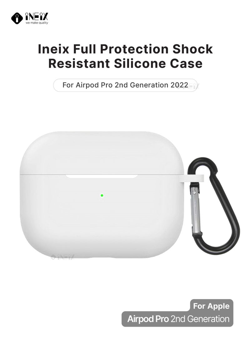 INEIX - Soft Silicone Protective Case Cover  for Apple AirPods Pro (2nd generation) 2022-White - Image 1