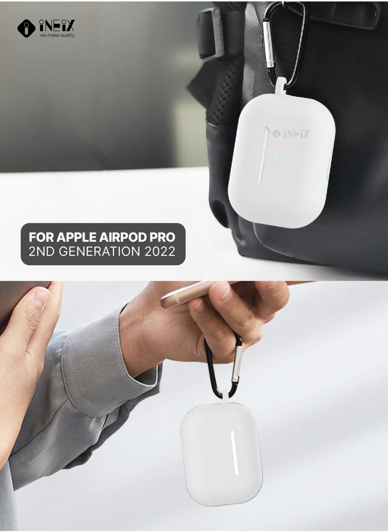 INEIX - Soft Silicone Protective Case Cover  for Apple AirPods Pro (2nd generation) 2022-White - Image 1