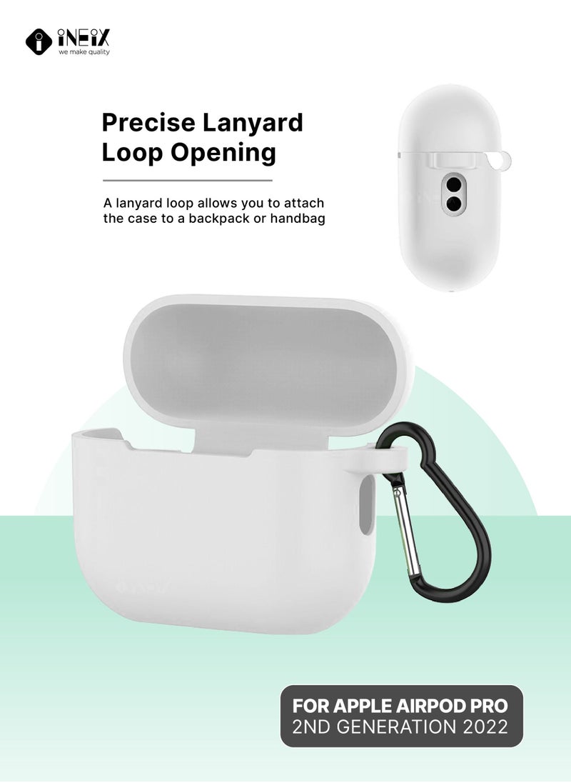 INEIX - Soft Silicone Protective Case Cover  for Apple AirPods Pro (2nd generation) 2022-White - Image 1
