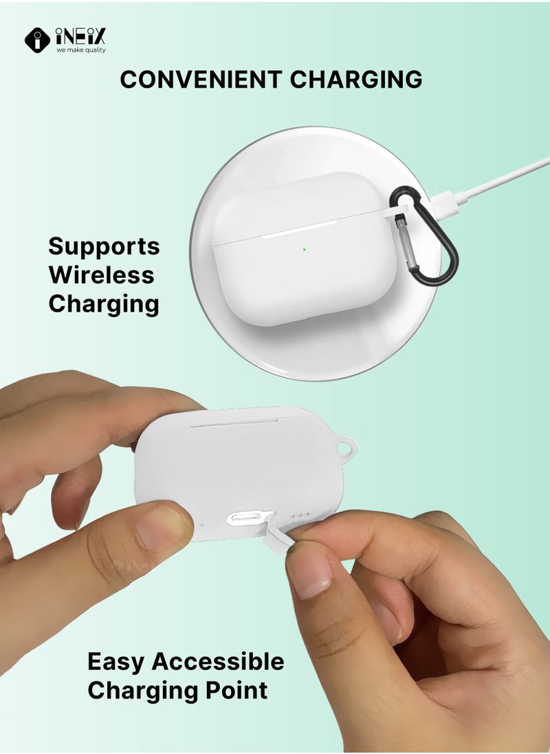 INEIX - Soft Silicone Protective Case Cover  for Apple AirPods Pro (2nd generation) 2022-White - Image 1