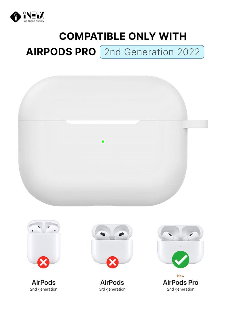 INEIX - Soft Silicone Protective Case Cover  for Apple AirPods Pro (2nd generation) 2022-White - Image 1