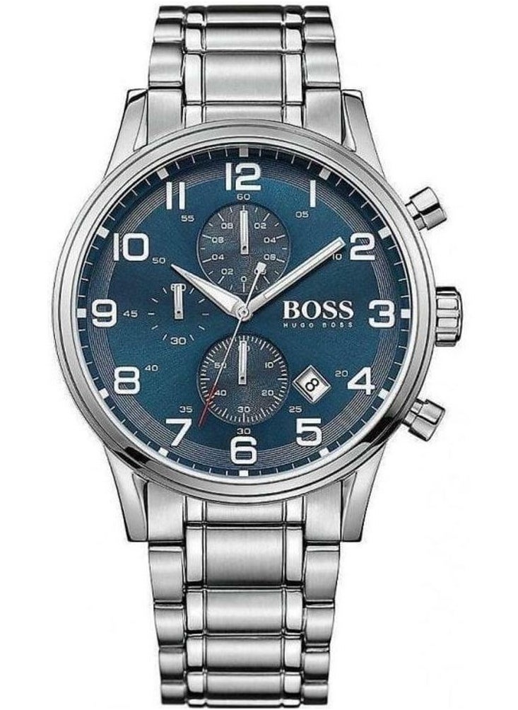 HUGO by Hugo Boss - Mens Hugo Boss Aeroliner Chronograph Watch - Silver - Blue - HB1513183 - Image 1