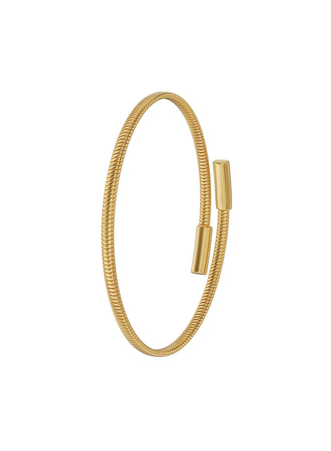 Saint Honore Paris Tubogas Double Layer Crystals Motif Gold Plated Bangle for Women - Image 3