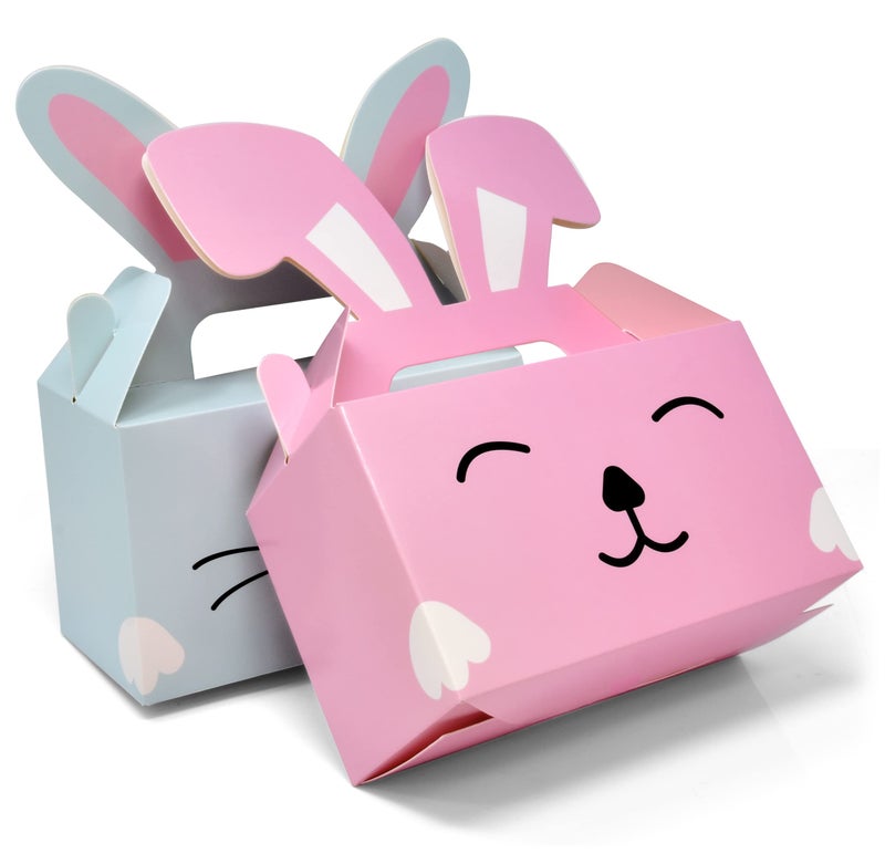 Gift Boutique 24 Pack Easter Treat Boxes Bunny Cardboard Favor Boxes with Handle Bunnies Rabbit Ears Basket Containers Cookie Goody Box Holder for Spring Kids School Classroom Party Decorations - Image 4