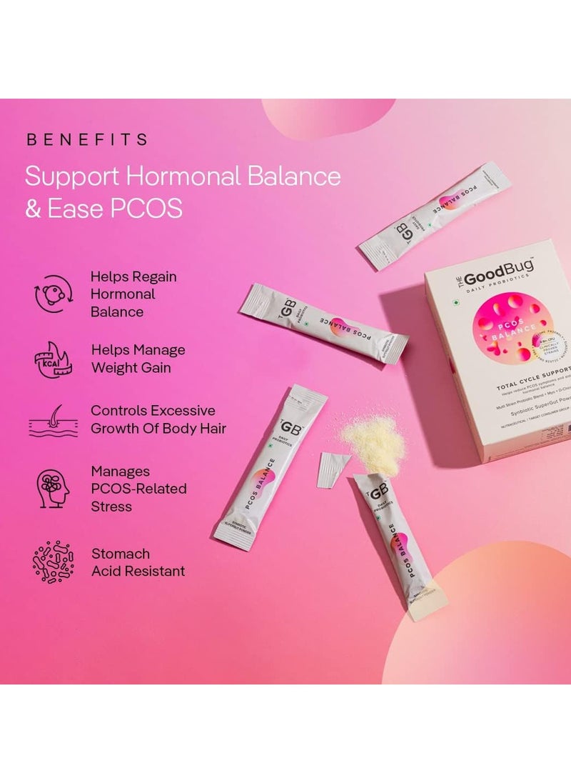 The Good Bug - PCOS Balance SuperGut Powder for Women Pre And Probiotic Blend with Myo+D-Chiro Inositol Assists Weight Management, Facial Hair - 15 Days Pack - Image 1