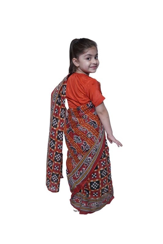 Kaku Fancy Dresses Sambalpuri Dance Costume for Kids Traditional Folk Dance Dress for School Events - Black/Red, 3-4 YEARS, GIRL - Image 4
