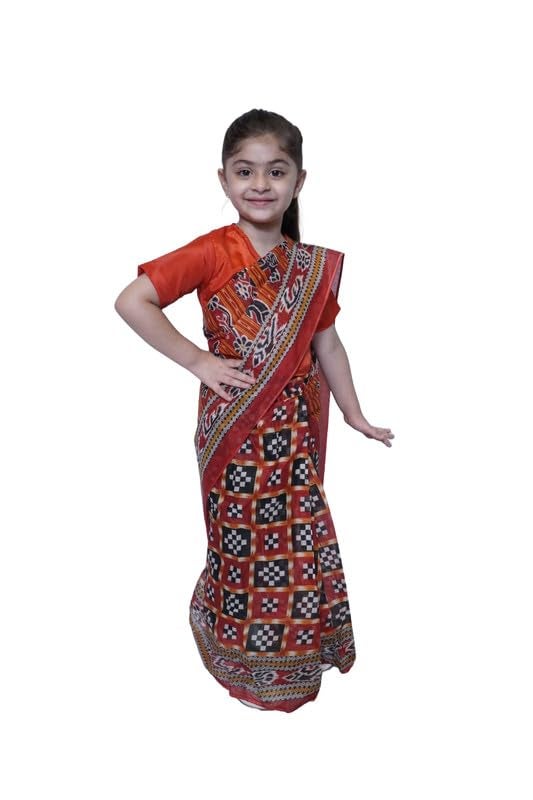 Kaku Fancy Dresses Sambalpuri Dance Costume for Kids Traditional Folk Dance Dress for School Events - Black/Red, 3-4 YEARS, GIRL - Image 2
