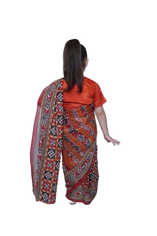 Kaku Fancy Dresses Sambalpuri Dance Costume for Kids Traditional Folk Dance Dress for School Events - Black/Red, 3-4 YEARS, GIRL - Image 3