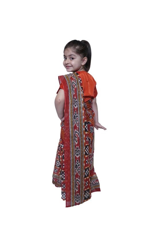 Kaku Fancy Dresses Sambalpuri Dance Costume for Kids Traditional Folk Dance Dress for School Events - Black/Red, 3-4 YEARS, GIRL - Image 5