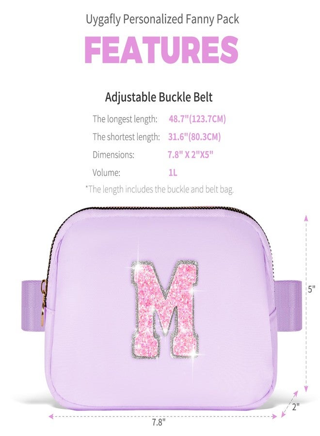 Uygafly Small Waist Fanny Pack Belt Bag for Girls Women Crossbody with Initial, Lavender, one size, N - Image 5