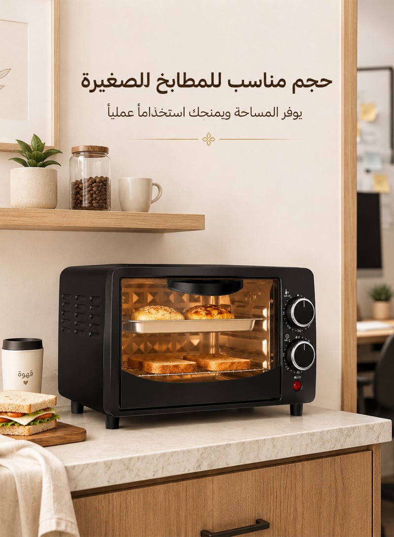 RUIYADA 12L Mini Electric Oven with Adjustable Temperature (0-230°C) & 60-Min Timer, Double-Layer Baking Position, Multi-Function Automatic Oven for Cake, Bread & Tart – Compact Home Baking Oven with Accessories - Image 4